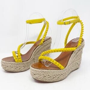 Christian Louboutin Mafaldina Zeppa Spiked Espadrille Wedge Sandals EU 37